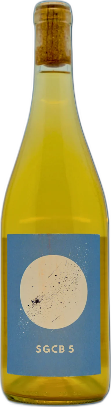 Flasche SGCB 5, blaues Etikett mit cremefarbener Nebelscheibe